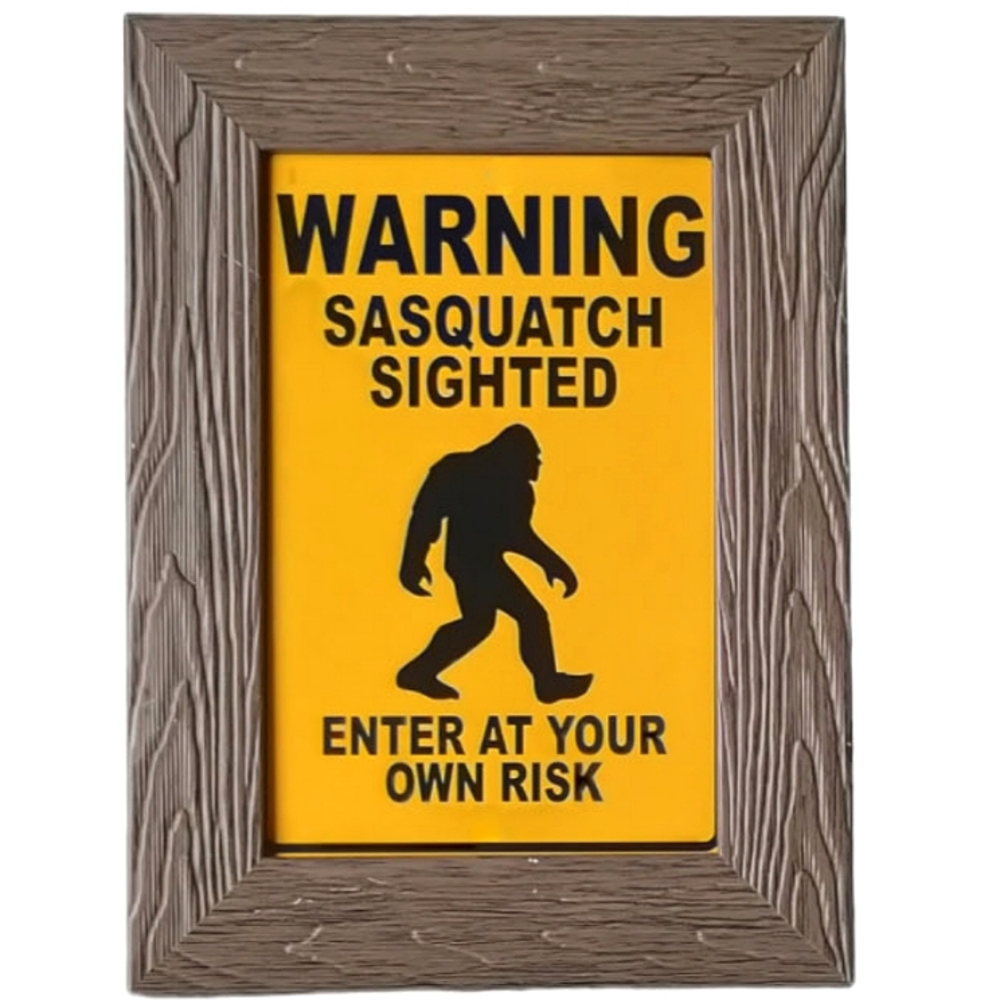 Sasquatch sign Edgy Alternative Framed Photo enter at your own risk funny aliens